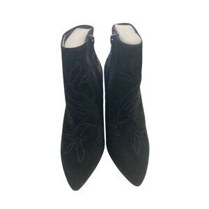 Aldo dinoto Women's Size 6 Black Suede Embroidered Design Ankle Booties  NWB